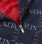 Valentino - Slim-Fit Logo-Jacquard Denim Bomber Jacket - Blue