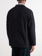 FULLCOUNT - Leather-Trimmed Denim Jacket - Black