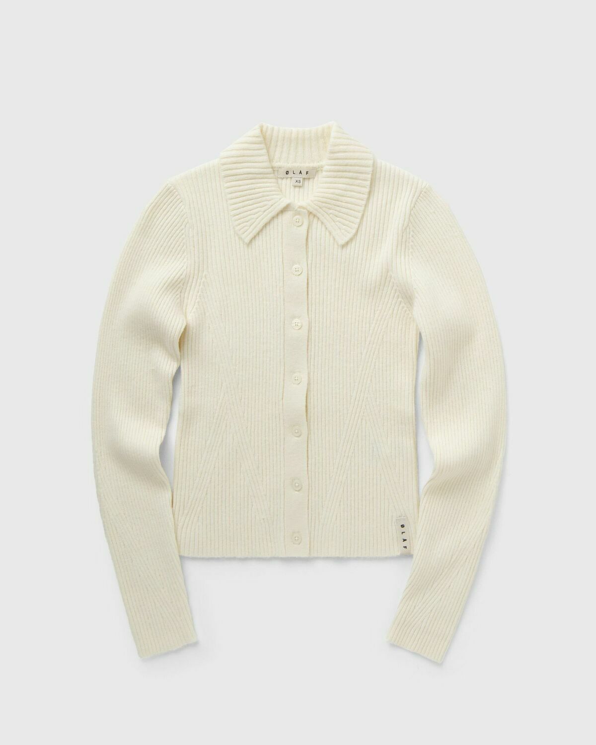 ølåf Merino Ribbed Knit Cardigan White Pullovers