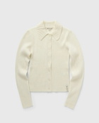 ølåf Merino Ribbed Knit Cardigan White Pullovers