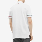 Thom Browne Men's Lightweight Textured Cotton Polo Shirt in White