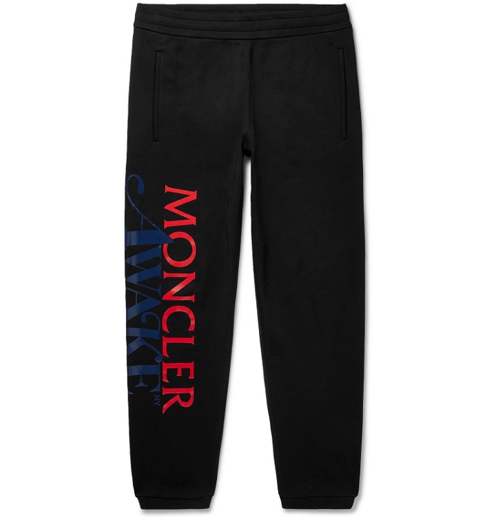 Photo: Moncler Genius - Awake NY 2 Moncler 1952 Tapered Logo-Print Cotton-Jersey Sweatpants - Black