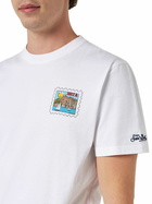 MC2 Saint Barth Man Cotton T-shirt With Ibiza Postcard Front And Back Print | Alessandro Enriquez Special Edition