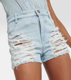 Dion Lee Distressed high-rise denim shorts