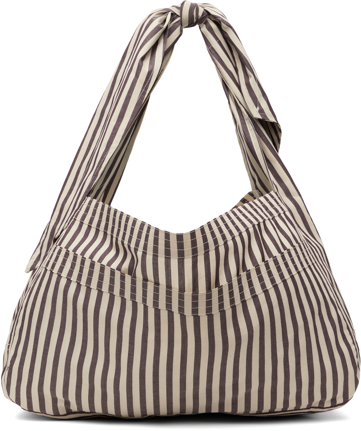 SC103 Taupe & Off-White Cocoon Sac Tote