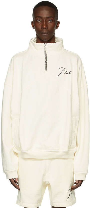Photo: Rhude Off-White Quarter Zip Sweater