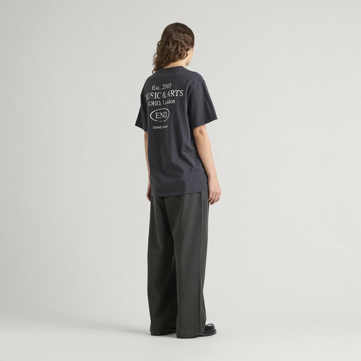 END. Worn Established T-shirt in Cinder Black