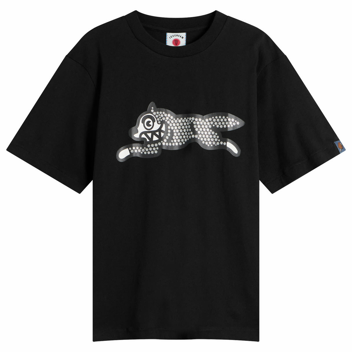 ICECREAM Men's Glitter Running Dog T-Shirt in Black
