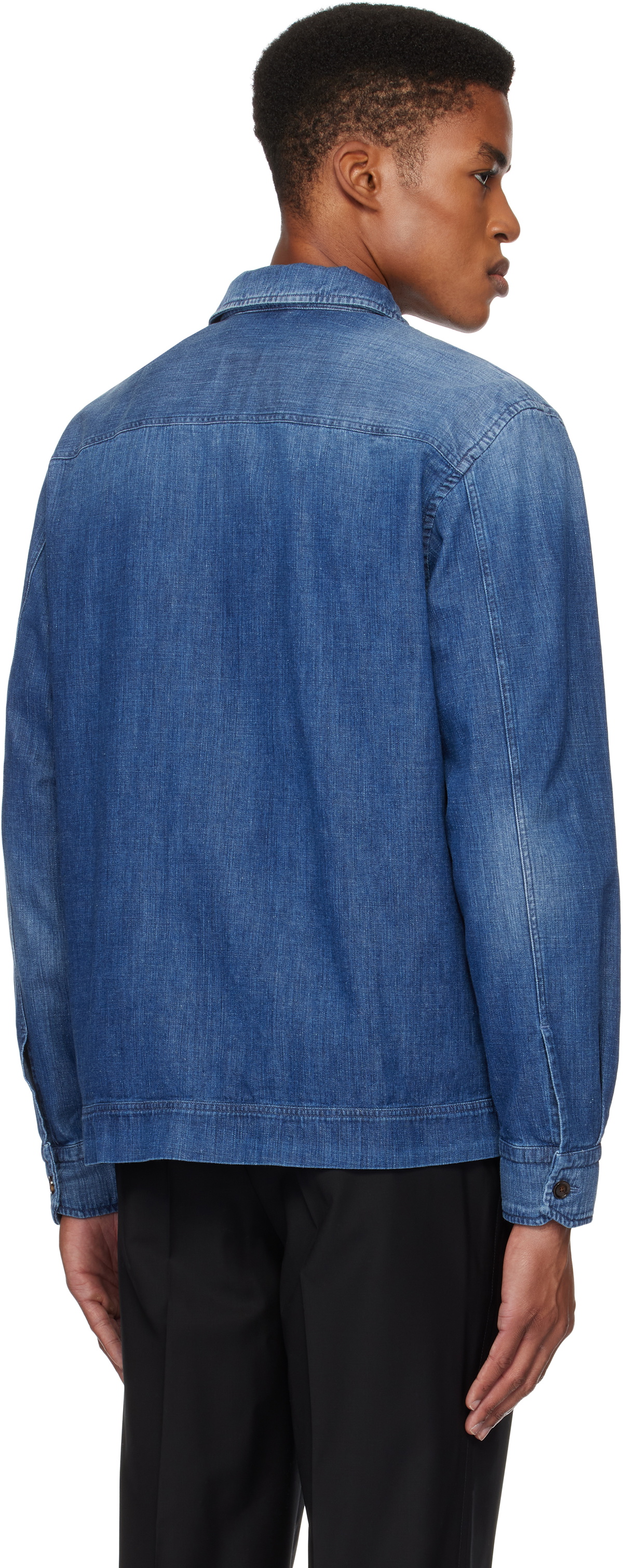 Brioni Blue Cotton Selvedge Denim Shirt