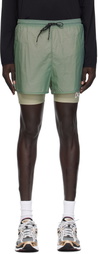 District Vision Green Ripstop Layered Trail Shorts
