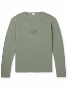 C.P. Company - Logo-Embroidered Bouclé-Trimmed Cotton-Jersey Sweatshirt - Green