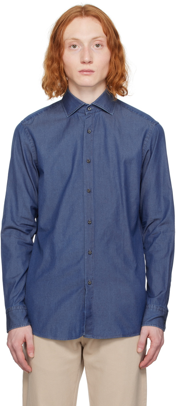 BOSS Blue Slim-Fit Denim Shirt BOSS