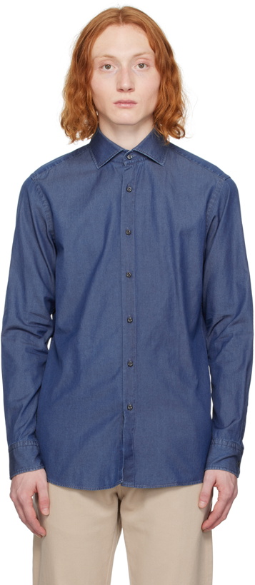 Photo: BOSS Blue Slim-Fit Denim Shirt