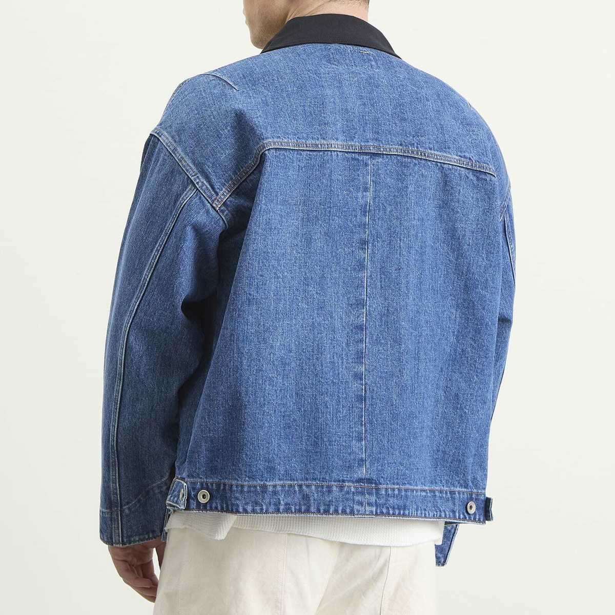 NOMARHYTHM TEXTILE Men's Bandana Embroidery Denim Jacket in Indigo/White