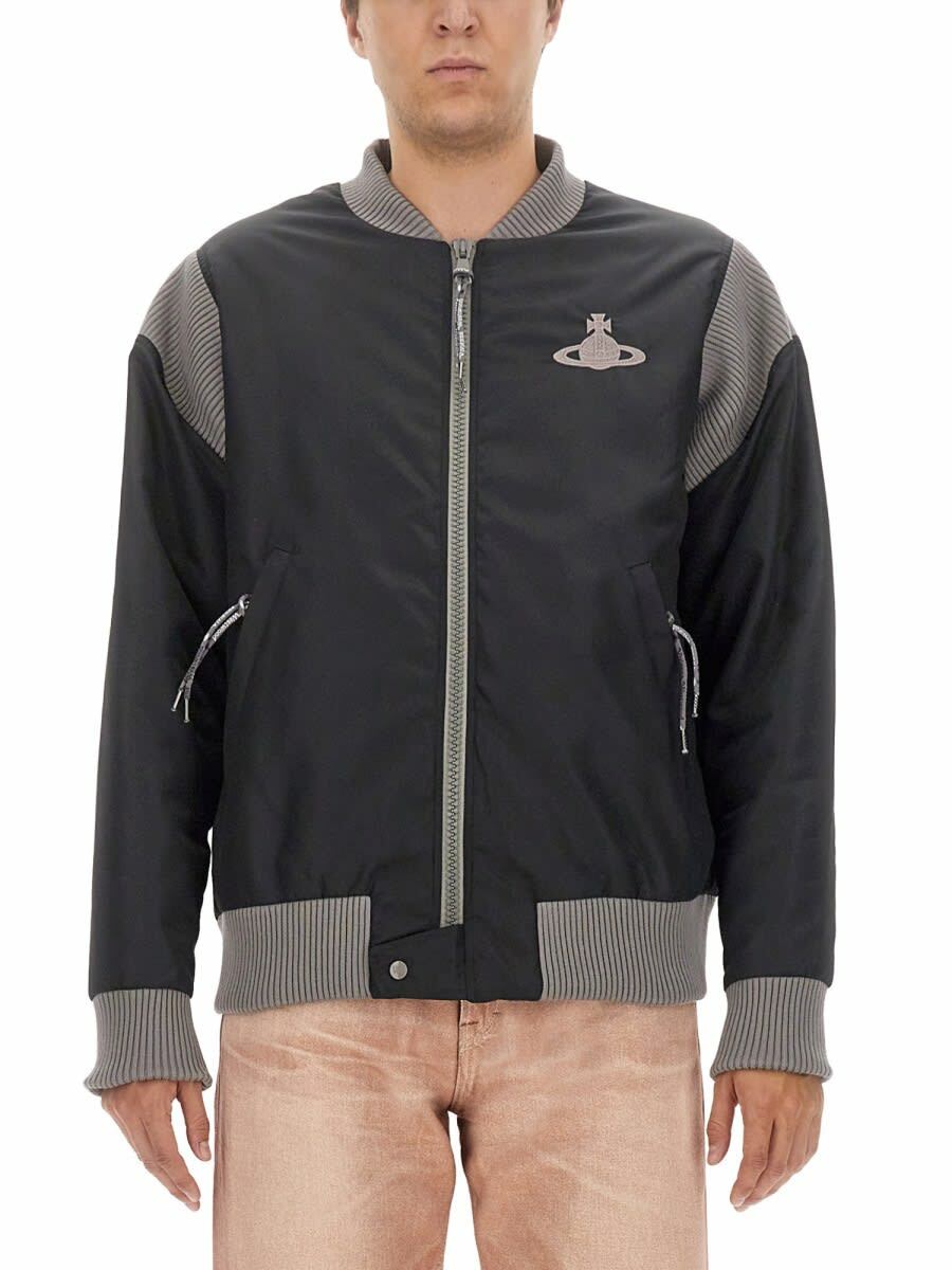 Vivienne Westwood Blue & Beige Bernardo Bomber Jacket