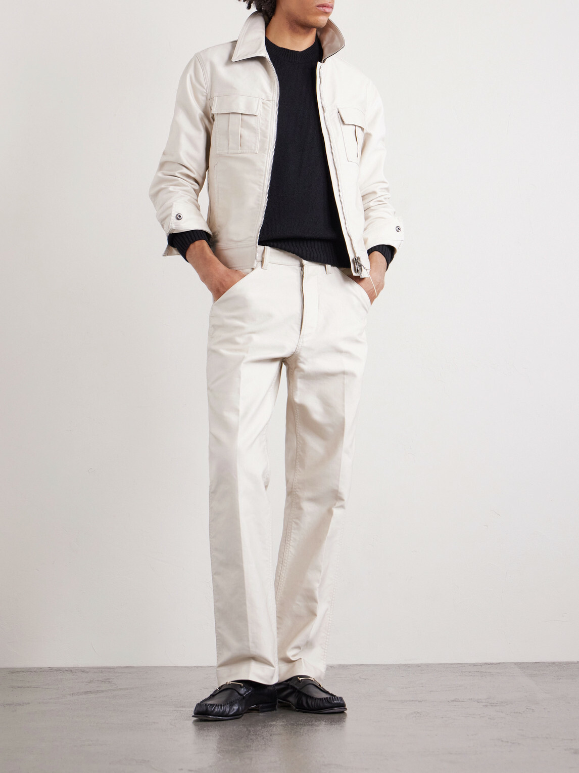 TOM FORD - Slim-Fit Cotton-Satin Blouson Jacket - Neutrals