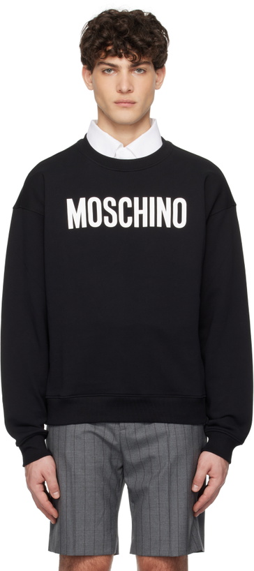 Photo: Moschino Black 'Moschino' Institutional Sweatshirt