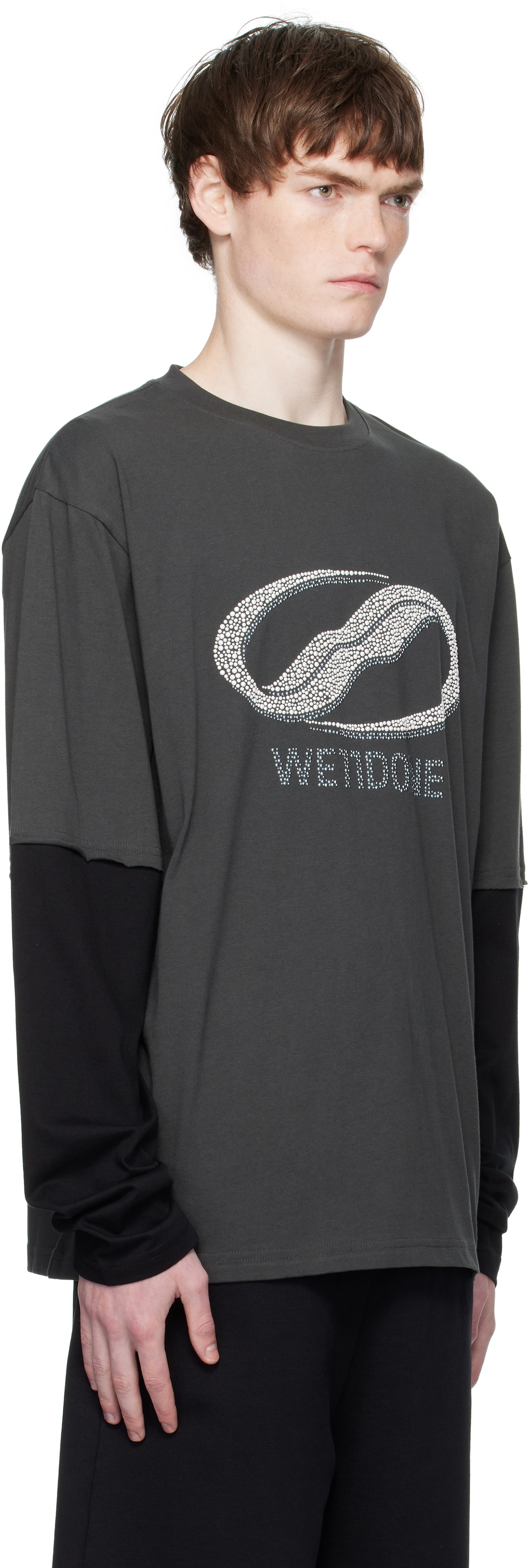 【関税込み】We11done ブラック＆グレー レイヤード Tシャツ 22541257_52562218_1000.jpg