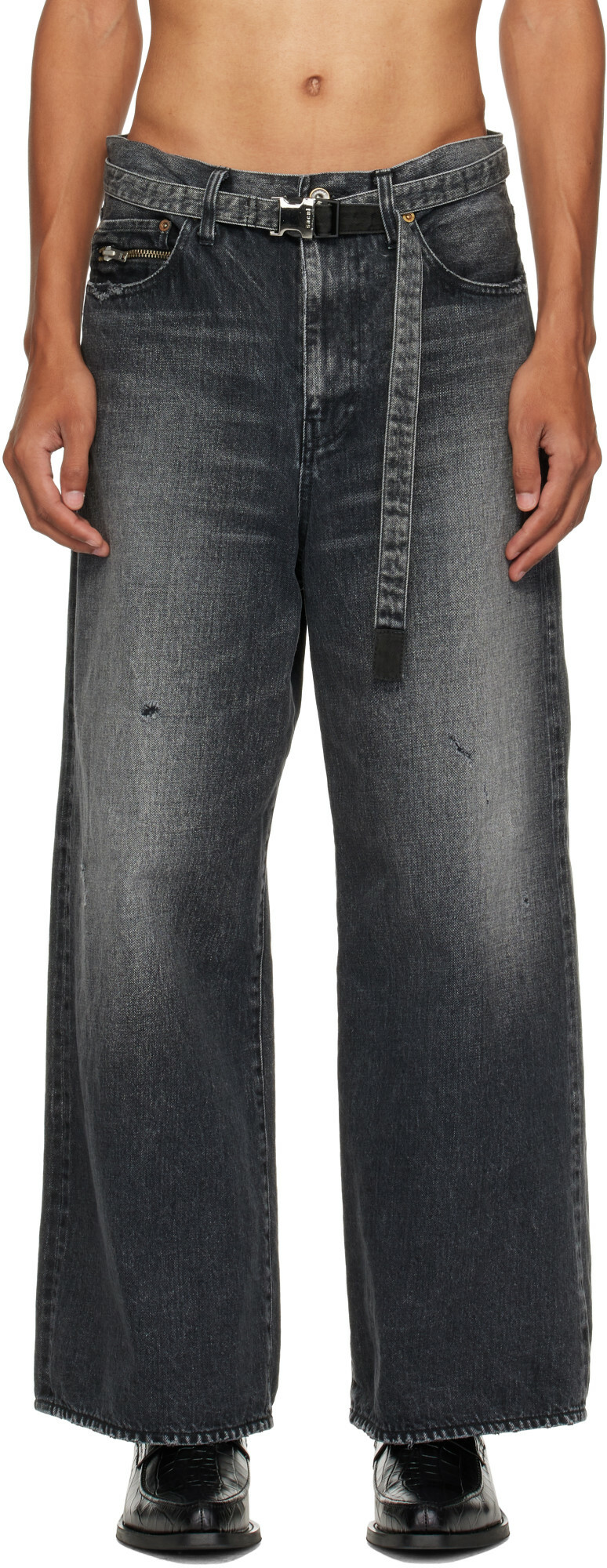sacai Gray Wide Denim Jean