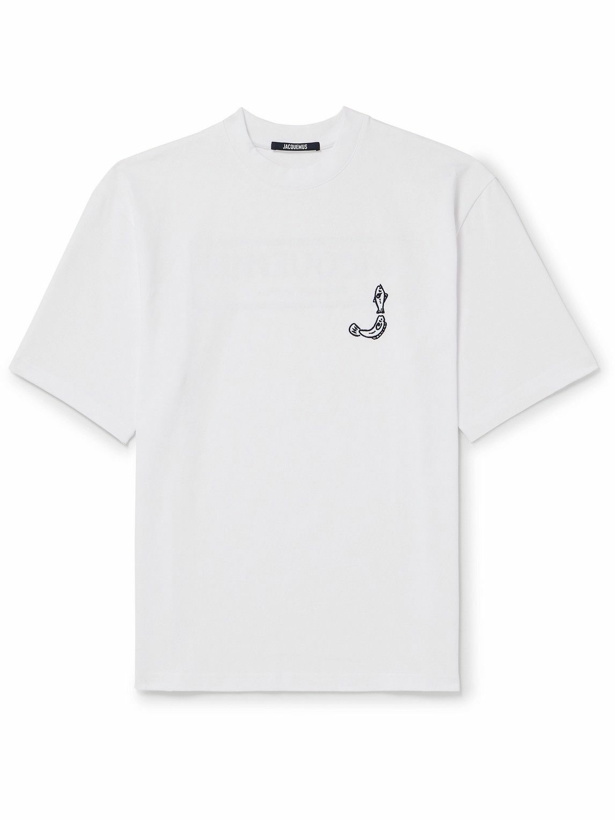Photo: Jacquemus - Logo-Print Embroidered Cotton-Jersey T-Shirt - White