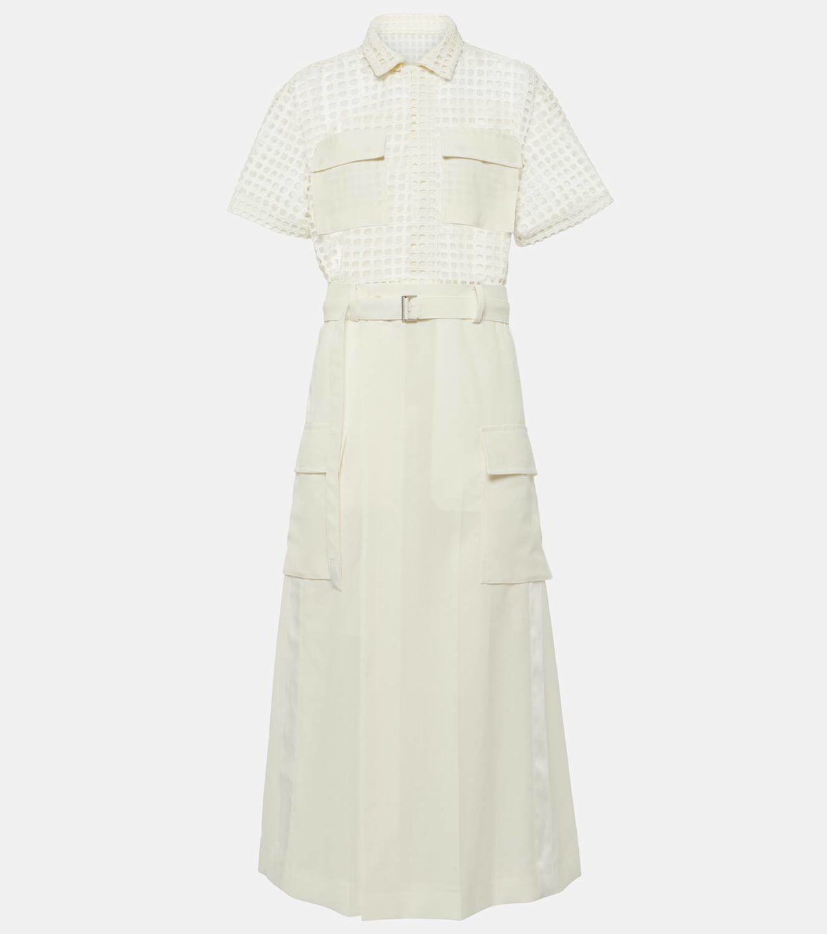 Sacai Lace-trimmed cotton midi dress Sacai Sacai Lace-trimmed cotton midi dress Sacai