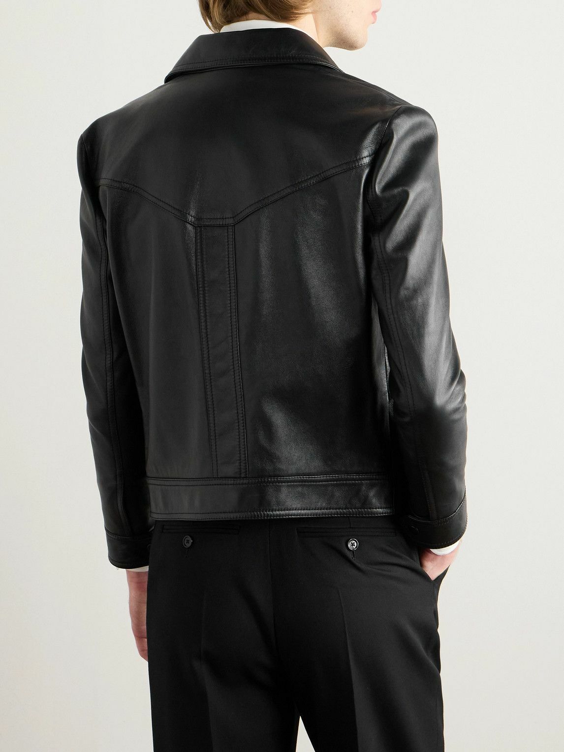 CELINE - Panelled Leather Jacket - Black