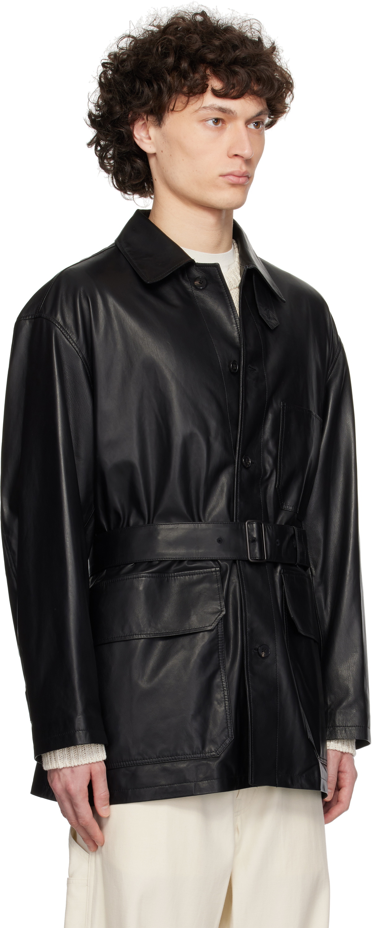 YLÈVE Black Glove Coverall Leather Jacket YLÈVE