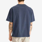 Maison Kitsuné Men's Handwriting Embroidery Oversize T-Shirt in Ink Blue