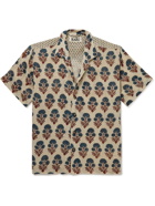 Karu Research - Camp-Collar Panelled Printed Linen Shirt - Neutrals