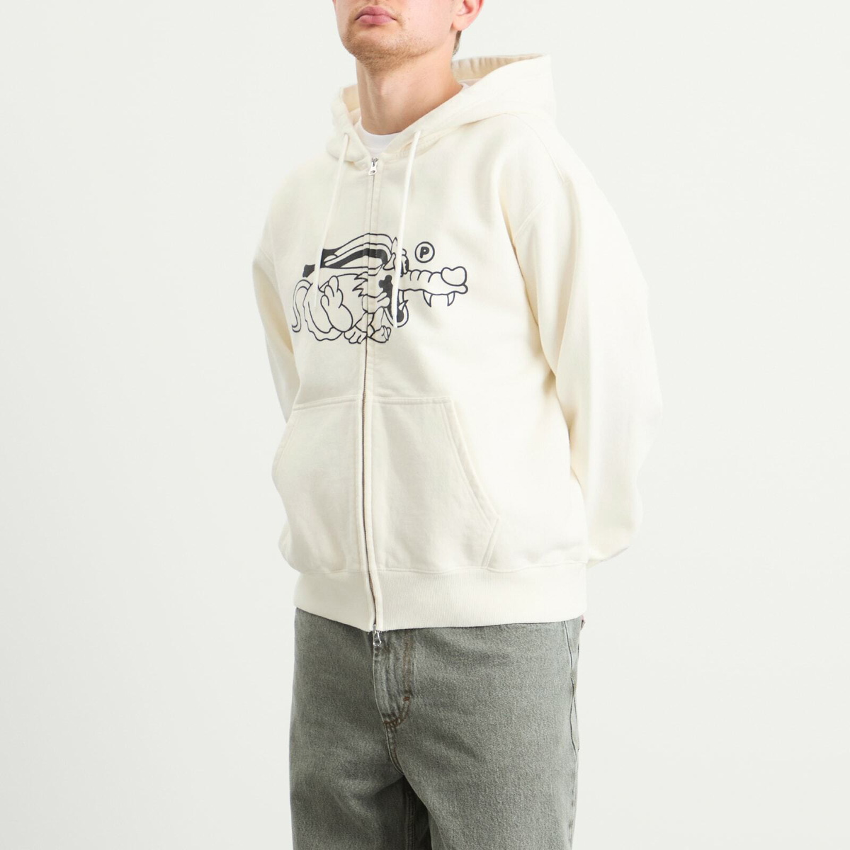 Pawa Speed Sports Men's Doggo Zip Hoodie in Cream