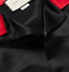 Gucci - Camp-Collar Webbing-Trimmed Satin Shirt - Men - Black