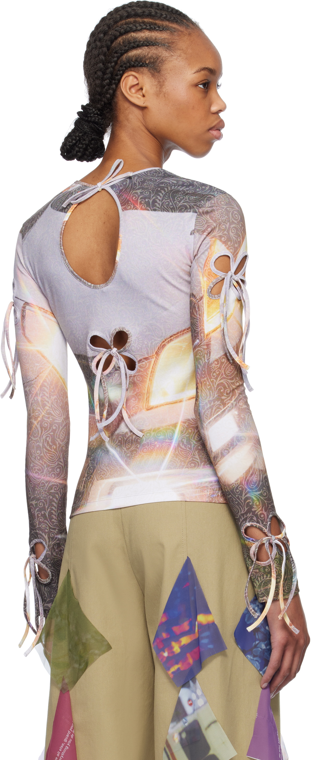 J.Kim Multicolor Flashing Light Petal Long Sleeve T-shirt