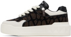 Valentino Garavani White & Brown One Stud XL Low-Top Sneakers