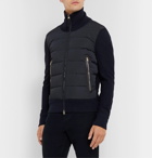 TOM FORD - Slim-Fit Panelled Ribbed Wool and Quilted Shell Down Jacket - Blue