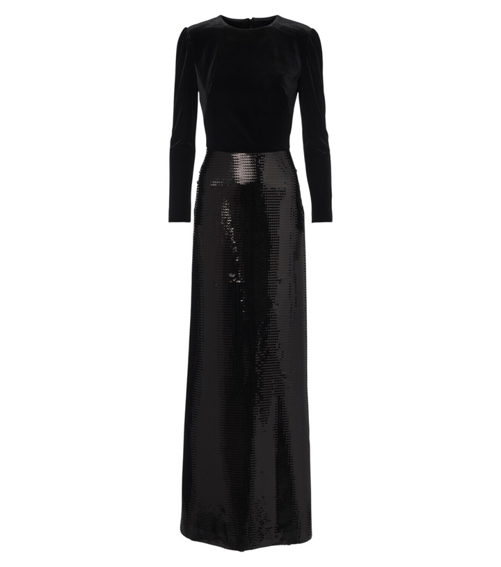 Photo: Monique Lhuillier Sequined velvet-paneled gown