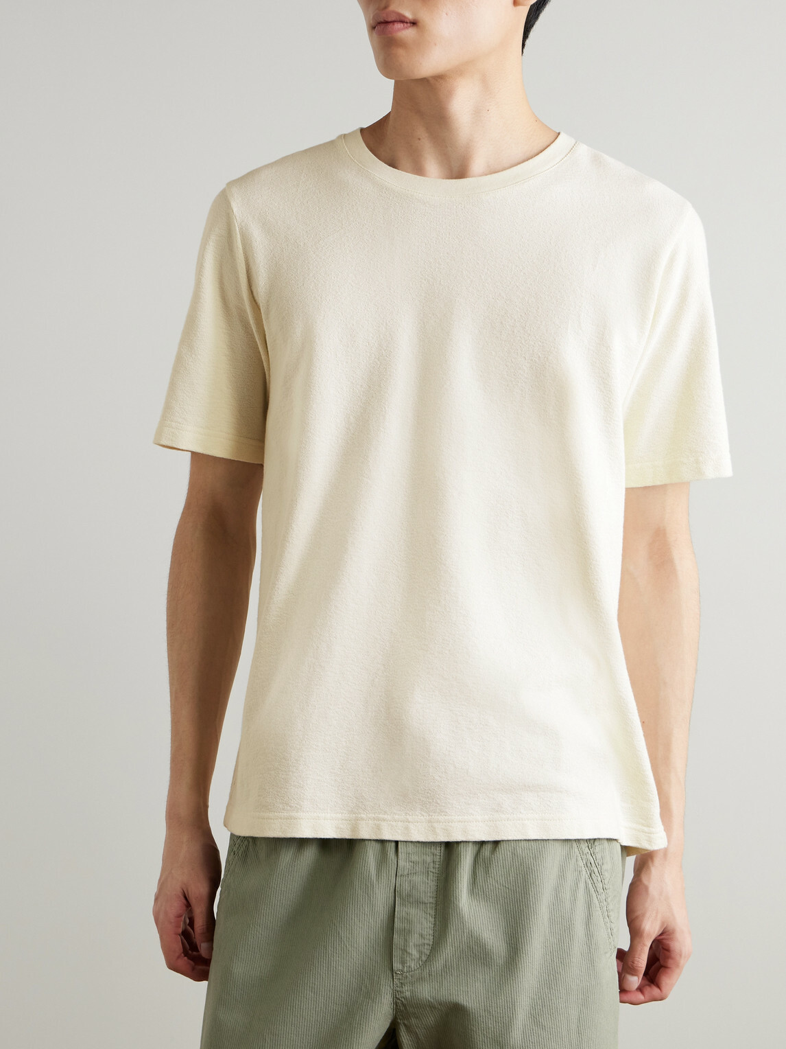 Folk - Textured Cotton T-Shirt - Neutrals