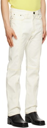 Steven Passaro White Contrast Stitched Jeans