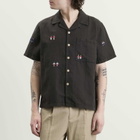 Folk Men's Presented by END. Relaxed Soft Collar Vacation Shirt in Soft Black People Embroidery