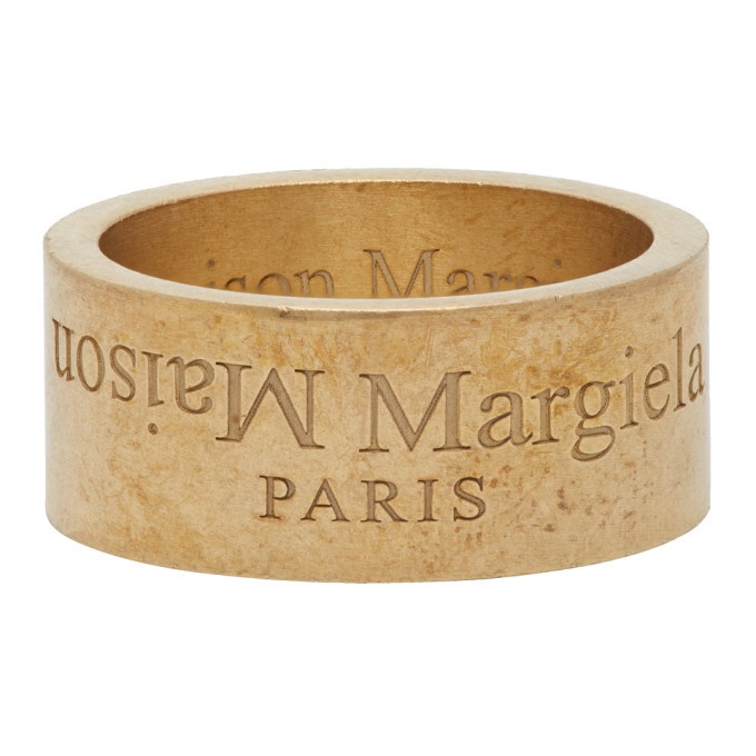 Photo: Maison Margiela Gold Wide Logo Ring