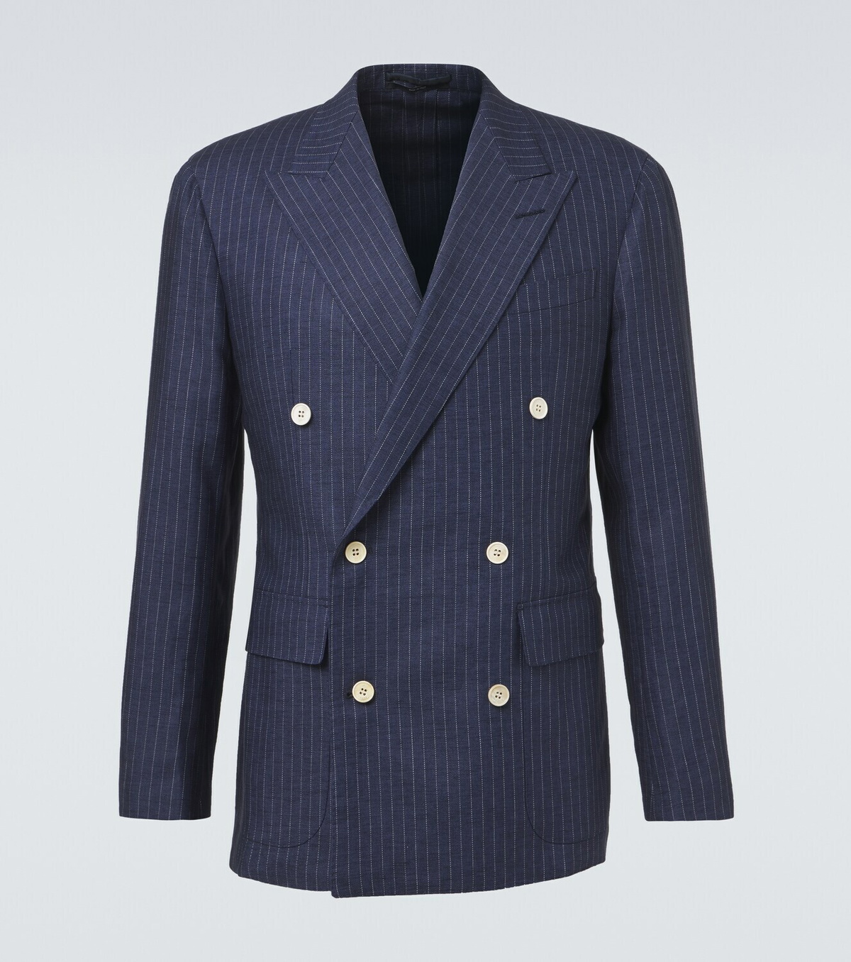 Dunhill Pinstripe double-breasted linen blazer