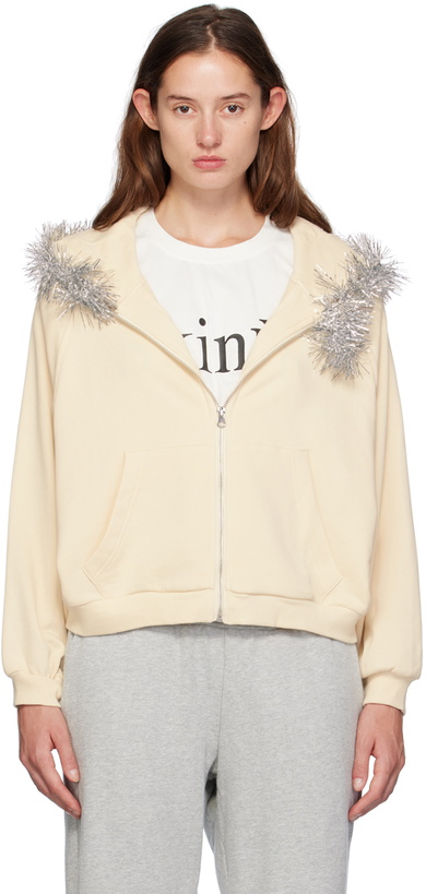 Photo: Praying Beige Tinsel Fur Hoodie