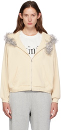 Praying Beige Tinsel Fur Hoodie