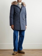 Yves Salomon - Iconic Shearling-Trimmed Padded Cotton-Blend Twill Down Parka - Blue