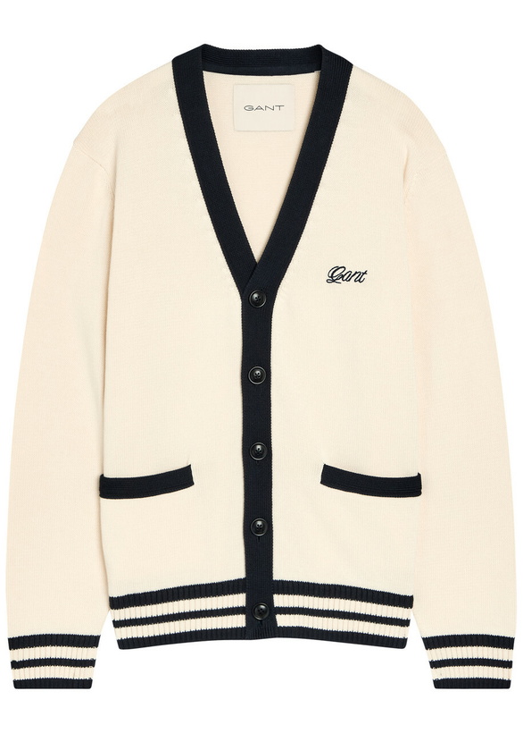 Photo: Gant Logo-embroidered Cotton-knit Cardigan Cream