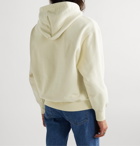 AMI - Logo-Embroidered Loopback Cotton-Jersey Hoodie - Neutrals