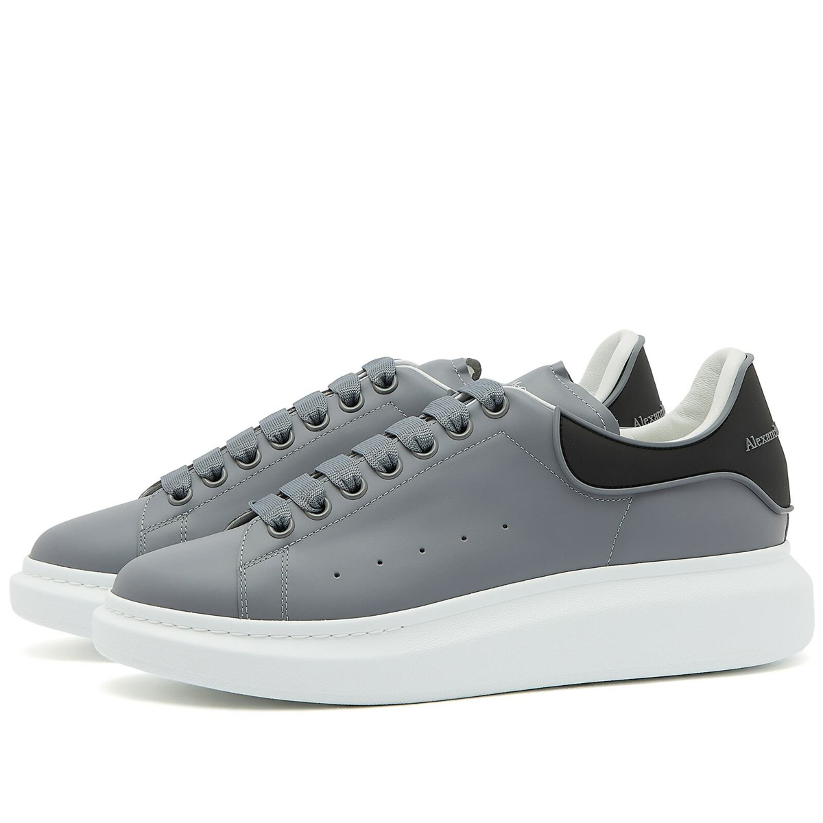 Alexander McQueen Men's Heel Tab Oversized Sneakers in Gun Grey