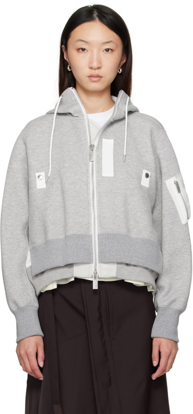 Photo: sacai Gray Sponge Sweat x Nylon Twill Hoodie