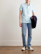 TOM FORD - Garment-Dyed Cotton-Piqué Polo Shirt - Blue