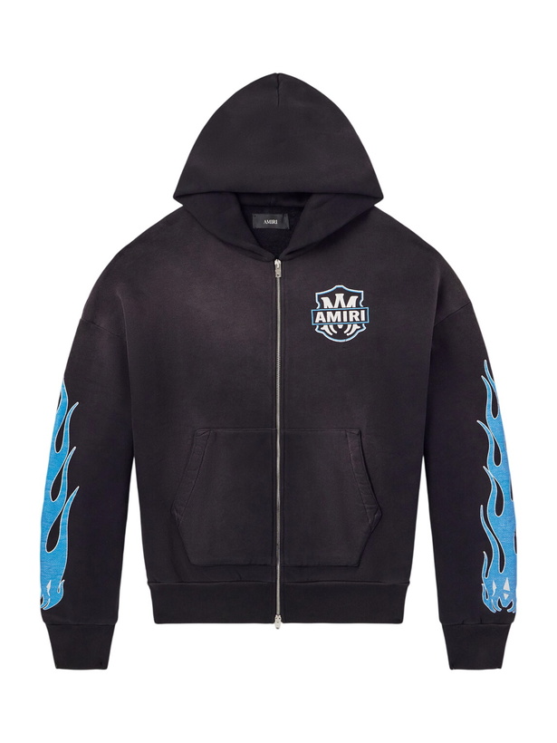 Photo: AMIRI - Flames Logo-Print Cotton-Jersey Zip-Up Hoodie - Black
