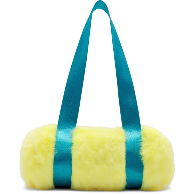 Photo: Landlord Yellow and Blue Mini Faux-Fur Duffle Bag